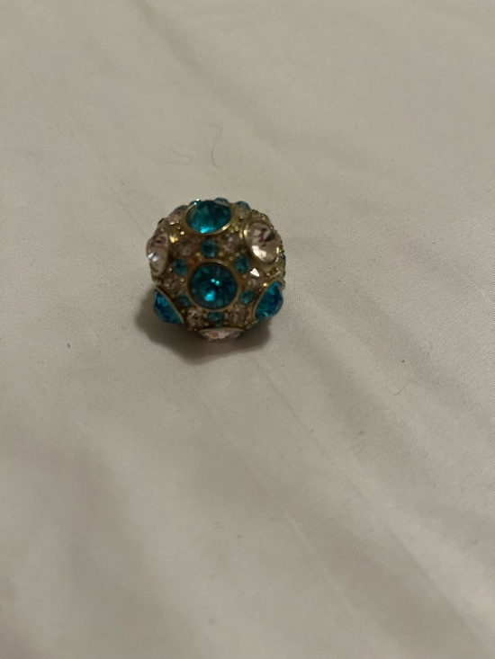 n/a Jewelry - Gold-Tone Dome Ring with Turquoise and Clear Crystals